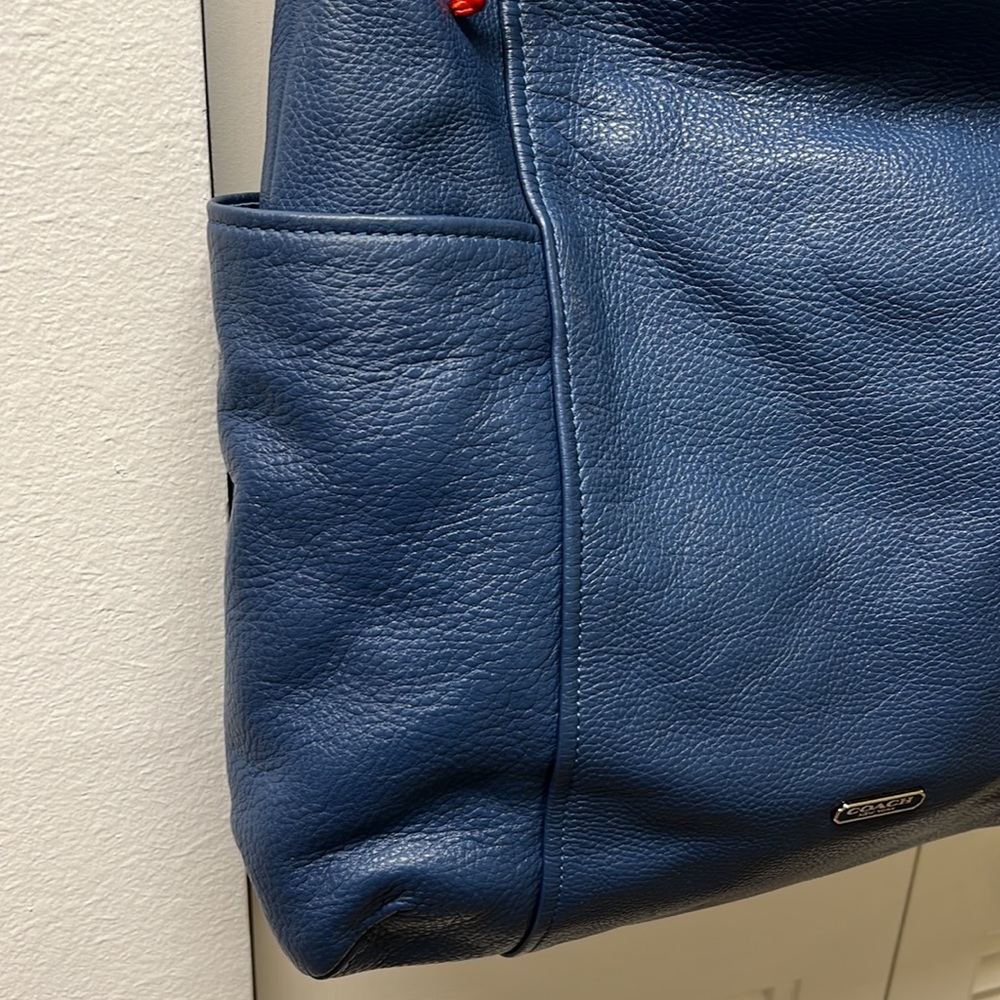Coach Blue Leather Shoulder Crossbody Large Bag With Dust Bag Pre-Loved - Picture 2 of 12